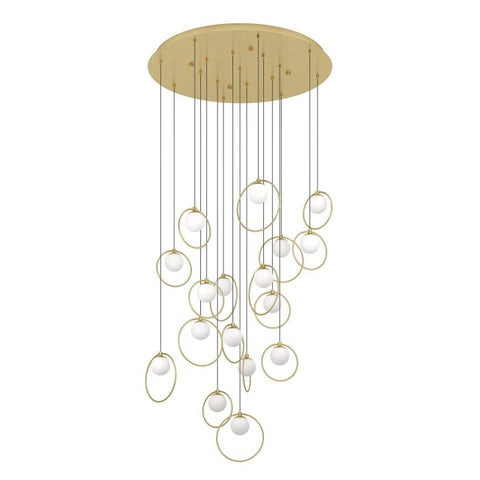 Portocolom 17x3w LED 3000k Round Pendant Brass