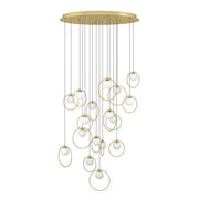 Portocolom 17x3w LED 3000k Round Pendant Brass