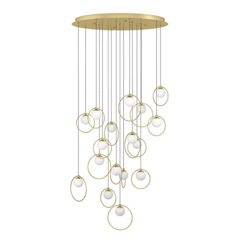 Portocolom 17x3w LED 3000k Round Pendant Brass