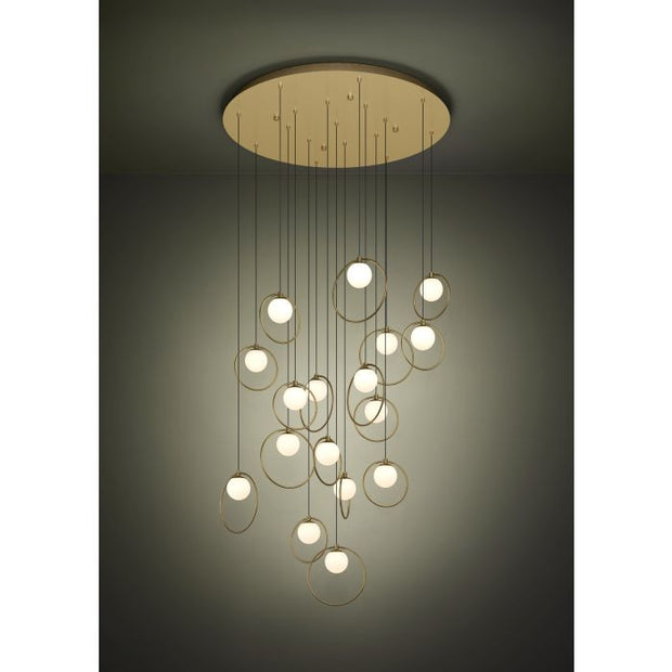 Portocolom 17x3w LED 3000k Round Pendant Brass