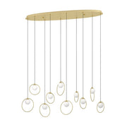 Portocolom 10x3w LED 3000k Oblong Pendant Brass