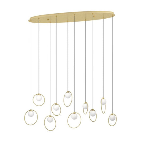 Portocolom 10x3w LED 3000k Oblong Pendant Brass