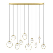 Portocolom 10x3w LED 3000k Oblong Pendant Brass