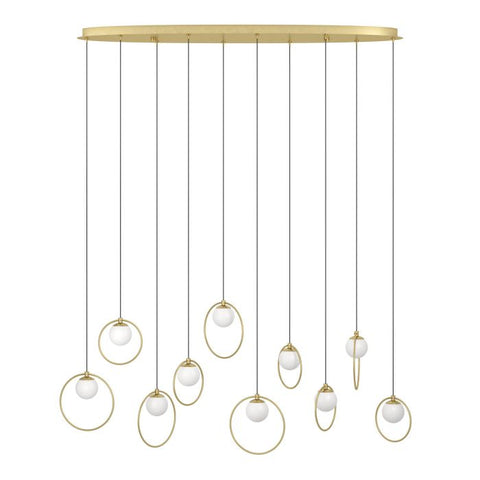 Portocolom 10x3w LED 3000k Oblong Pendant Brass