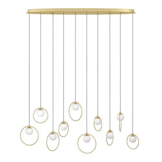 Portocolom 10x3w LED 3000k Oblong Pendant Brass