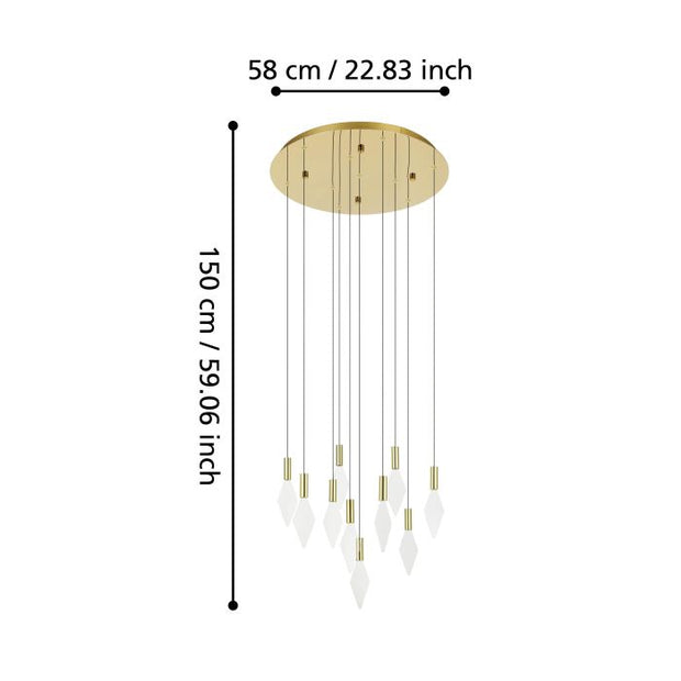 Mirador 10x3w LED 3000k Round Pendant Brass