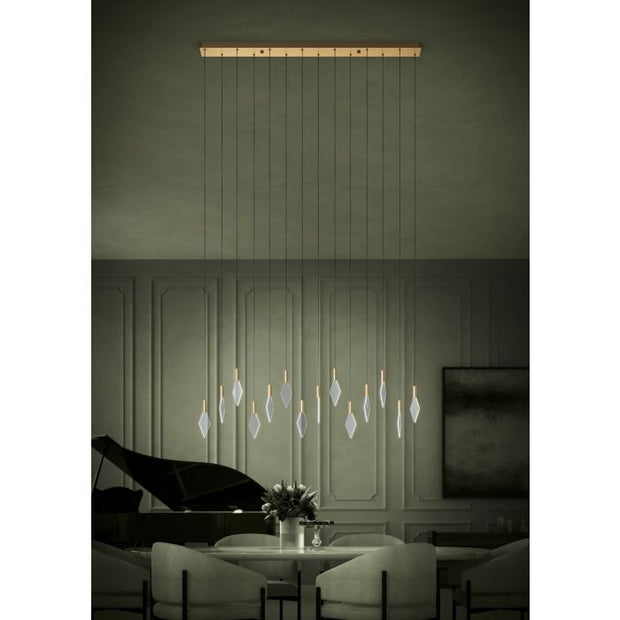 Mirador 14x3w LED 3000k Rectangular Pendant Brass