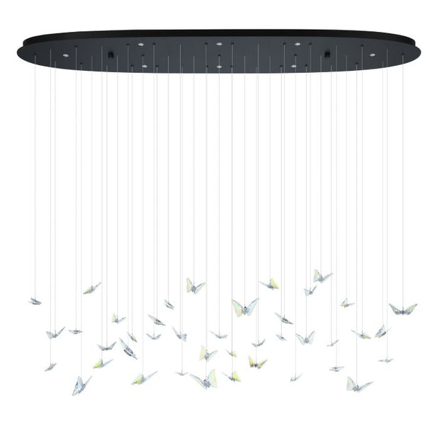 Adrados 8 Light LED 3000K Black and Glass Butterfly Dimmable Bar Pendant