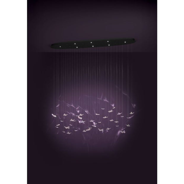 Adrados 8 Light LED 3000K Black and Glass Butterfly Dimmable Bar Pendant