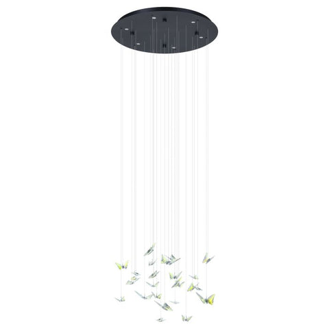Adrados 6 Light LED 3000K Black and Glass Butterfly Dimmable Cluster Pendant