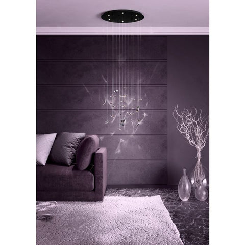 Adrados 6 Light LED 3000K Black and Glass Butterfly Dimmable Cluster Pendant