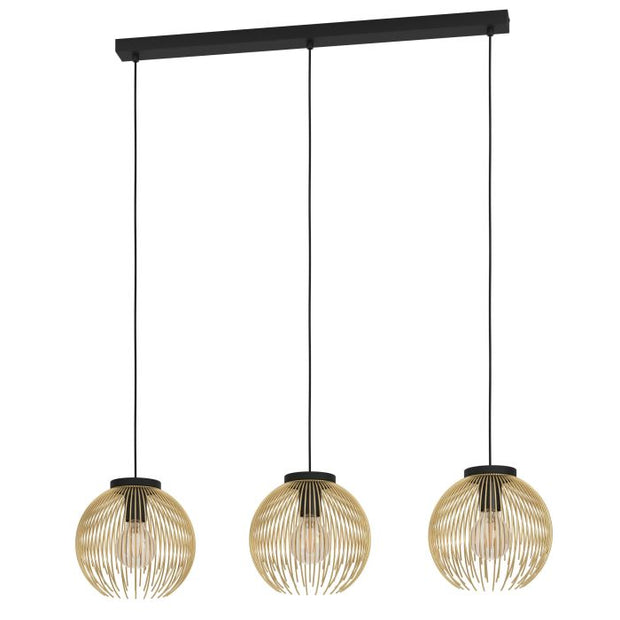 Venezuela 3 Light Black/ Gold Steel Pendant