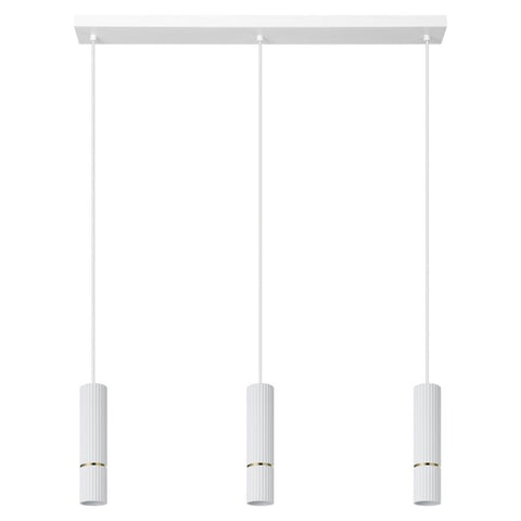 CAMINIA 3x5W GU10 LED CCT White/Brass Ribbed Bar Pendant