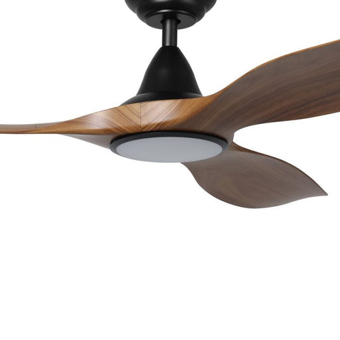 Noosa 52 DC Ceiling Fan Black with New Teak and LED Light