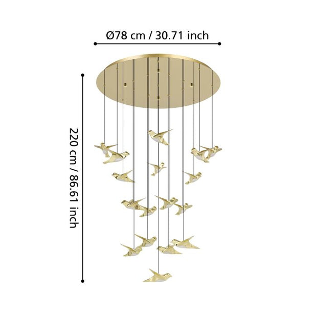 Paratebueno 17x3w LED 3000k Round Pendant Brass