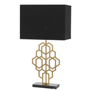 AKRON Antique Gold with Black Shade Large E27 Table Lamp