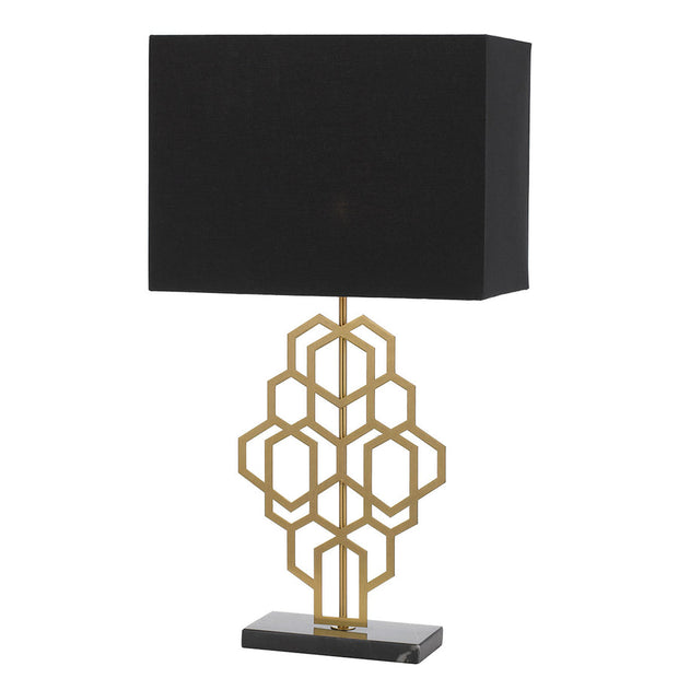 AKRON Antique Gold with Black Shade Large E27 Table Lamp