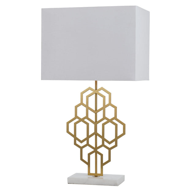 AKRON Antique Gold with White Shade Large E27 Table Lamp