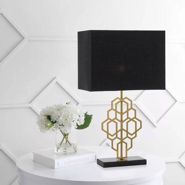 AKRON Antique Gold with Black Shade Small E27 Table Lamp