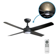 Ambience DC 48 Ceiling Fan Black with 8W LED Uplight Fan and 17W 3CCT Bottom LED
