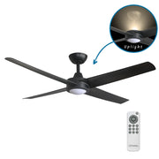 Ambience DC 52 Ceiling Fan Black with 8W LED Uplight Fan and 17W 3CCT Bottom LED