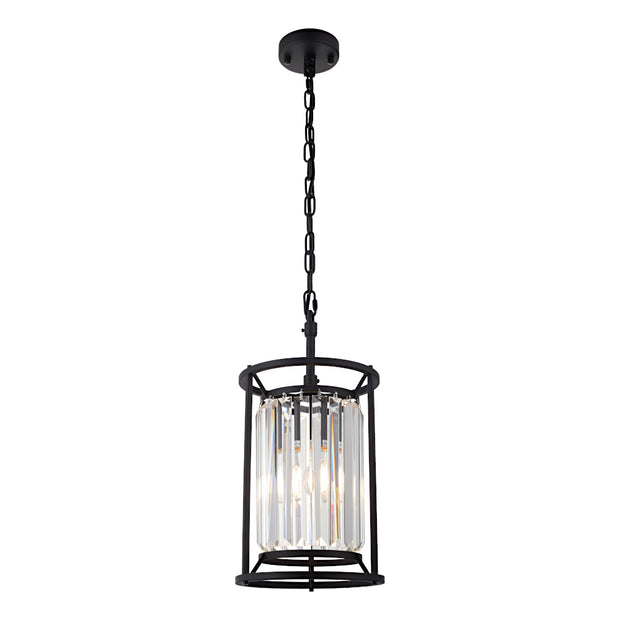 Amelia 1 Light Black and Crystal E27 Pendant