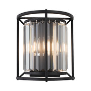 Amelia 2 Light Black and Crystal E14 Wall Light
