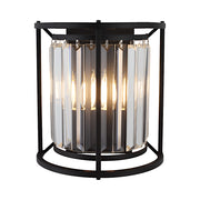 Amelia 2 Light Black and Crystal E14 Wall Light