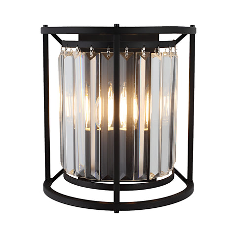 Amelia 2 Light Black and Crystal E14 Wall Light