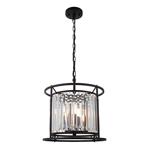 Amelia 3 Light Black and Crystal E14 Pendant