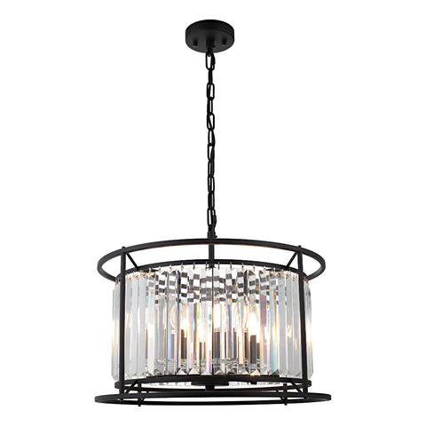Amelia 6 Light Black and Crystal E14 Pendant