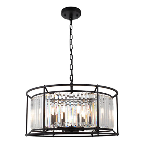 Amelia 8 Light Black and Crystal E14 Pendant