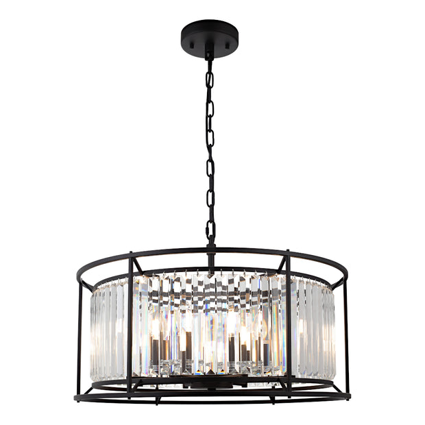 Amelia 8 Light Black and Crystal E14 Pendant