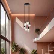Aosta 6lt Pendant Black with Frosted Glass