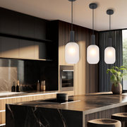 Aosta 13cm Single Pendant Black with Frosted Glass
