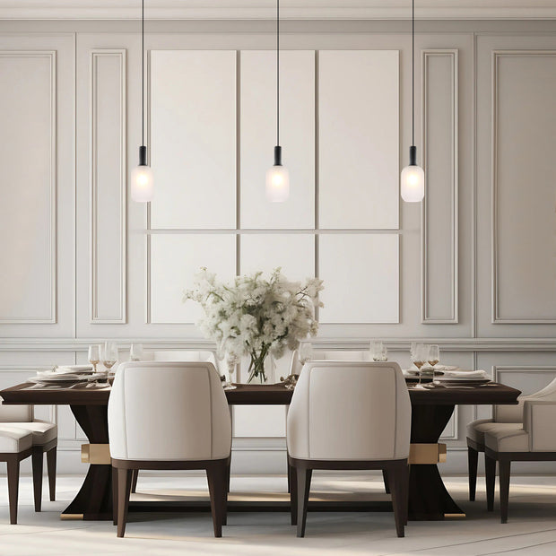 Aosta 13cm Single Pendant Black with Frosted Glass