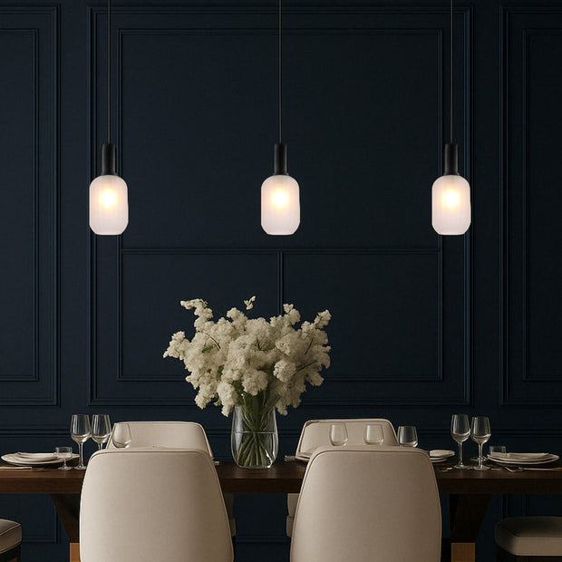 Aosta 13cm Single Pendant Black with Frosted Glass