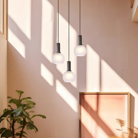 Aosta 15cm Single Pendant Black with Frosted Glass
