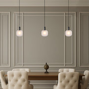 Aosta 20cm Single Pendant Black with Frosted Glass