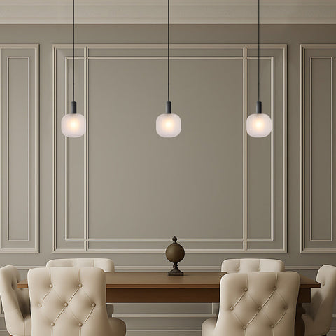 Aosta 20cm Single Pendant Black with Frosted Glass