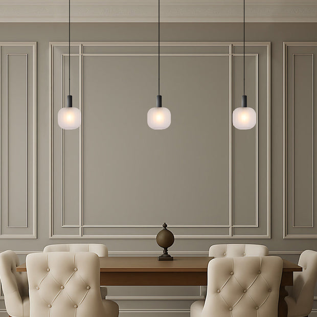 Aosta 20cm Single Pendant Black with Frosted Glass