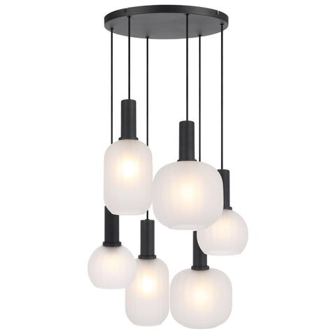 Aosta 6lt Pendant Black with Frosted Glass