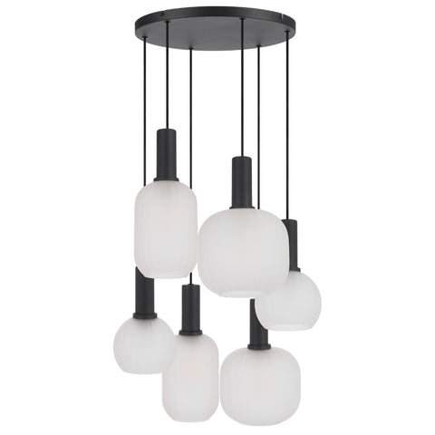 Aosta 6lt Pendant Black with Frosted Glass