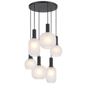 Aosta 6lt Pendant Black with Frosted Glass