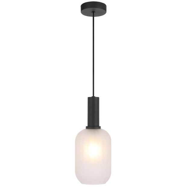 Aosta 13cm Single Pendant Black with Frosted Glass