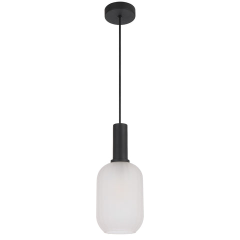 Aosta 13cm Single Pendant Black with Frosted Glass