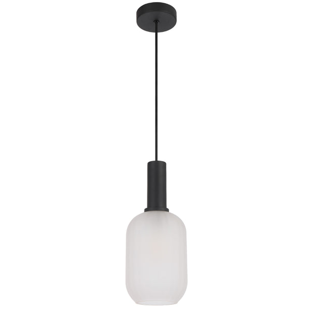 Aosta 13cm Single Pendant Black with Frosted Glass