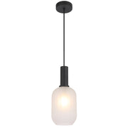 Aosta 13cm Single Pendant Black with Frosted Glass