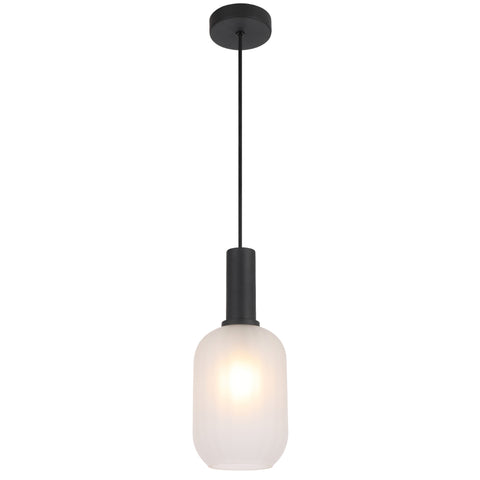 Aosta 13cm Single Pendant Black with Frosted Glass