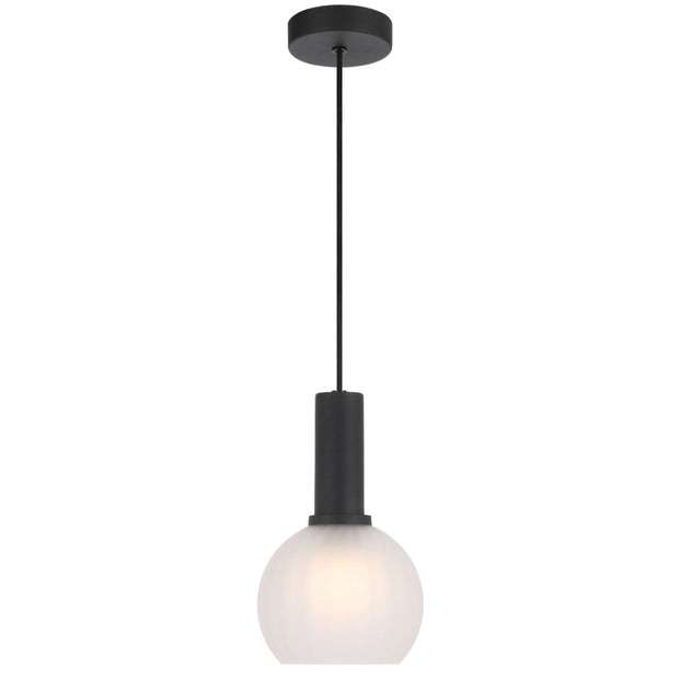 Aosta 15cm Single Pendant Black with Frosted Glass